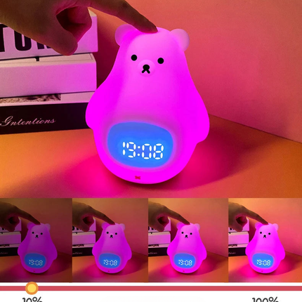 Budzik lampka nocna dla dzieci miś