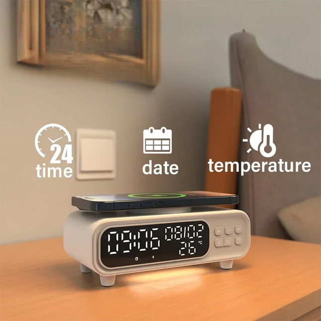 Nowoczesny budzik z ładowarką indukcyjną