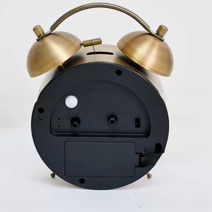 Mosiężny budzik retro z dzwonkami