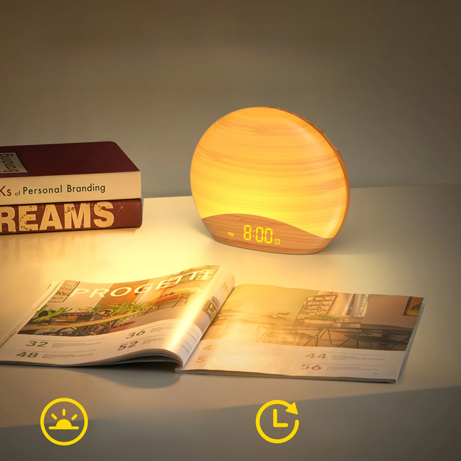 Budzik świetlny z odgłosami natury lampka