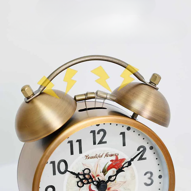 Mosiężny budzik retro z dzwonkami