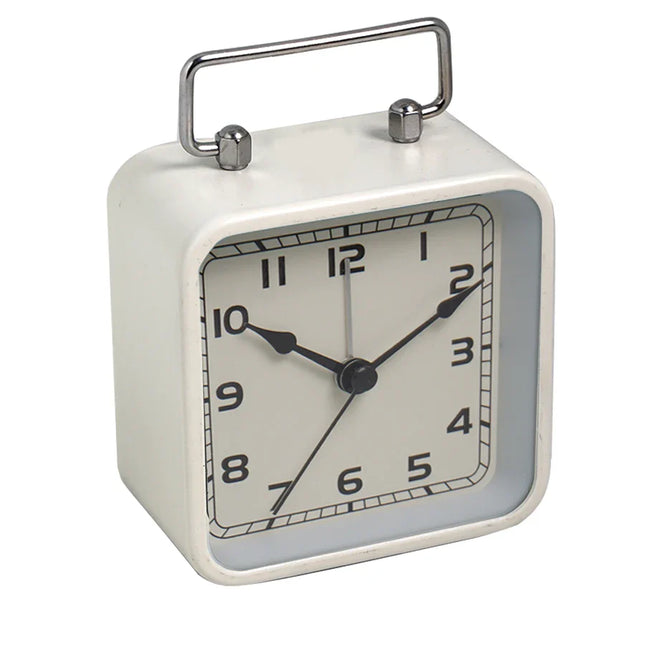 Mały kwadratowy budzik podróżny na baterie