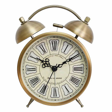 Mosiężny budzik retro z dzwonkami
