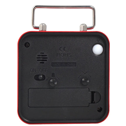 Mały kwadratowy budzik podróżny na baterie