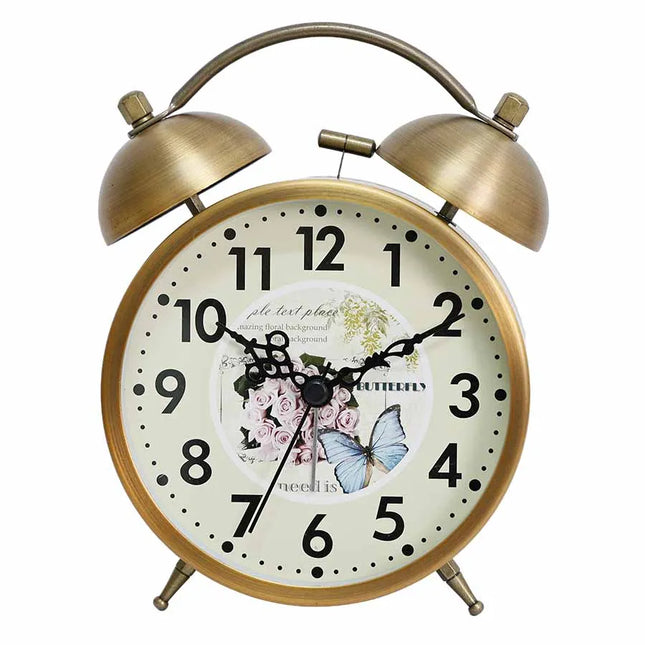 Mosiężny budzik retro z dzwonkami