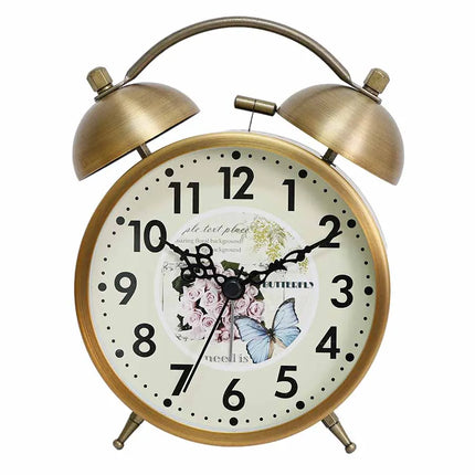 Mosiężny budzik retro z dzwonkami