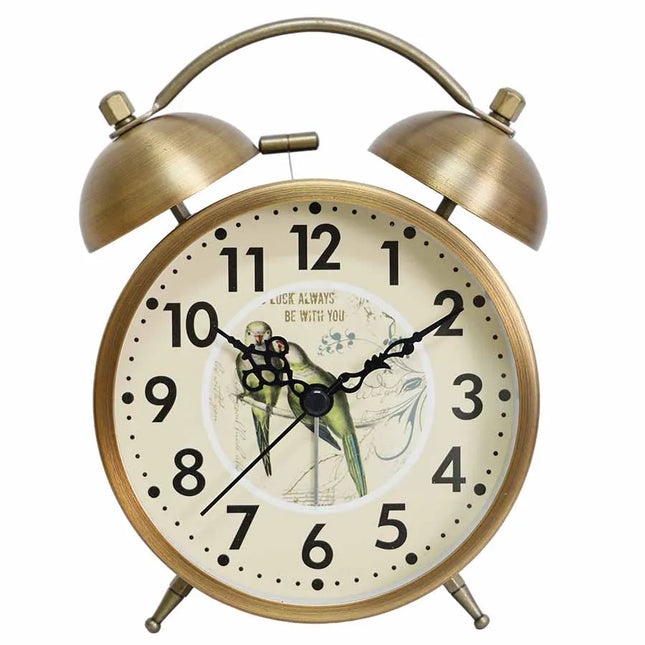 Mosiężny budzik retro z dzwonkami
