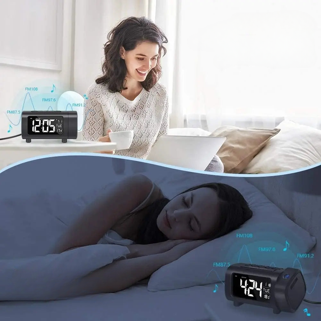 Radiobudzik z projektorem godziny na sufit