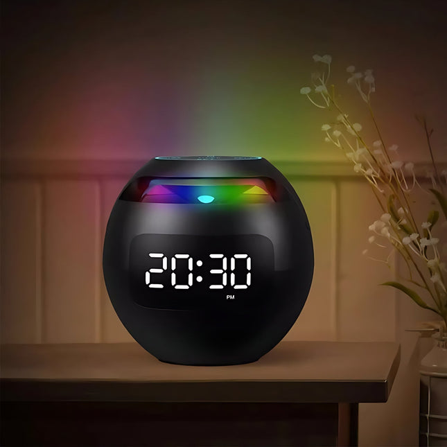 Radiobudzik kula z głośnikiem i światłem
