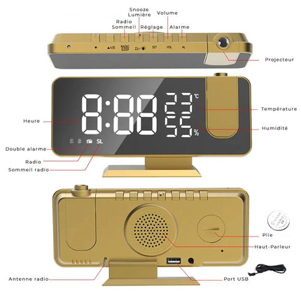 Nowoczesny radiobudzik z projektorem czasu