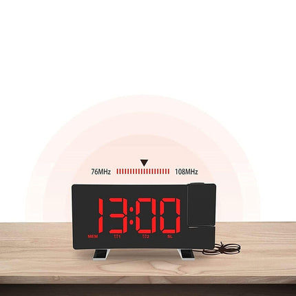 Radiobudzik z czerwonym projektorem godziny