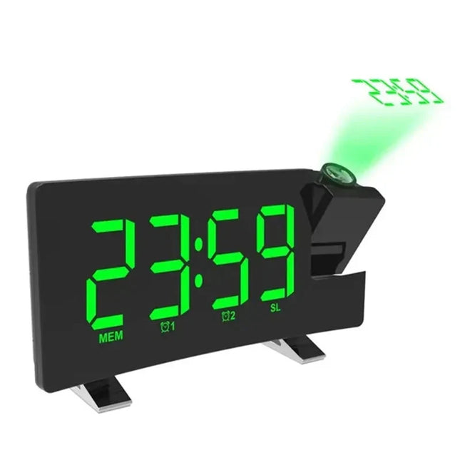 Radiobudzik z projektorem zasilany przez USB
