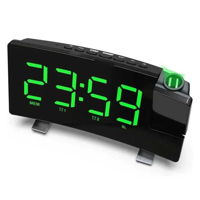 Radiobudzik z projektorem zasilany przez USB