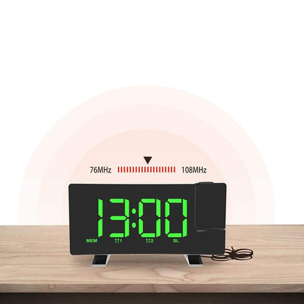 Radiobudzik z projektorem zasilany przez USB