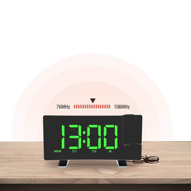 Radiobudzik z projektorem zasilany przez USB