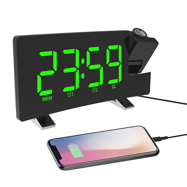 Radiobudzik z projektorem zasilany przez USB