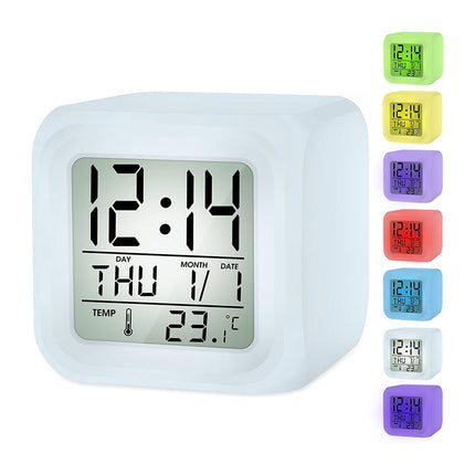 Budzik cyfrowy kostka zmieniający kolory