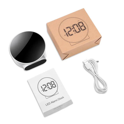 Okrągły budzik LED z dużym wyświetlaczem