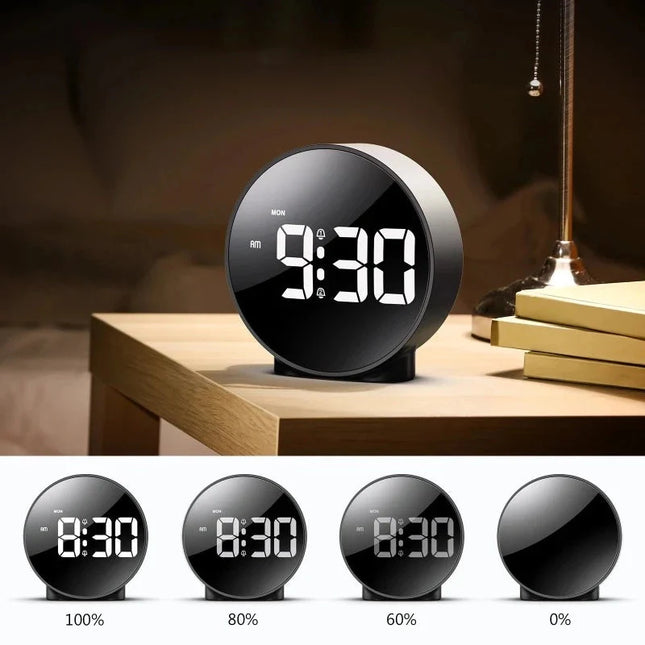 Okrągły budzik LED z dużym wyświetlaczem
