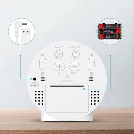 Okrągły budzik LED z dużym wyświetlaczem