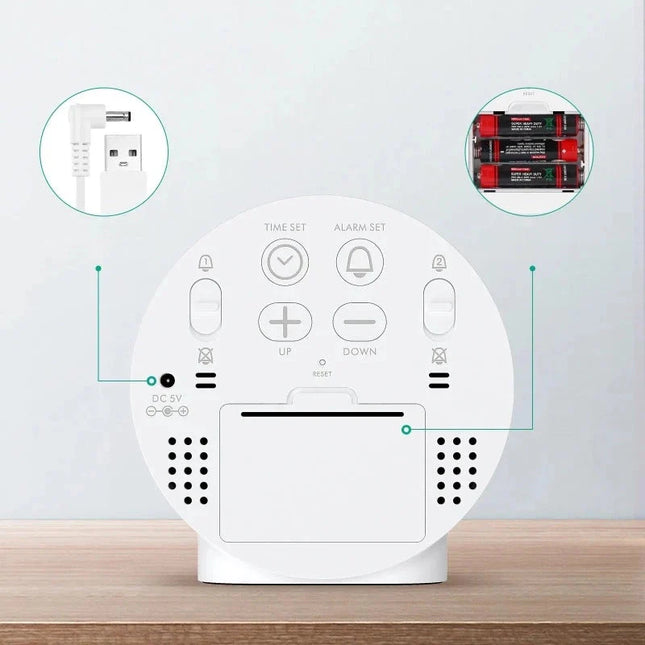 Okrągły budzik LED z dużym wyświetlaczem