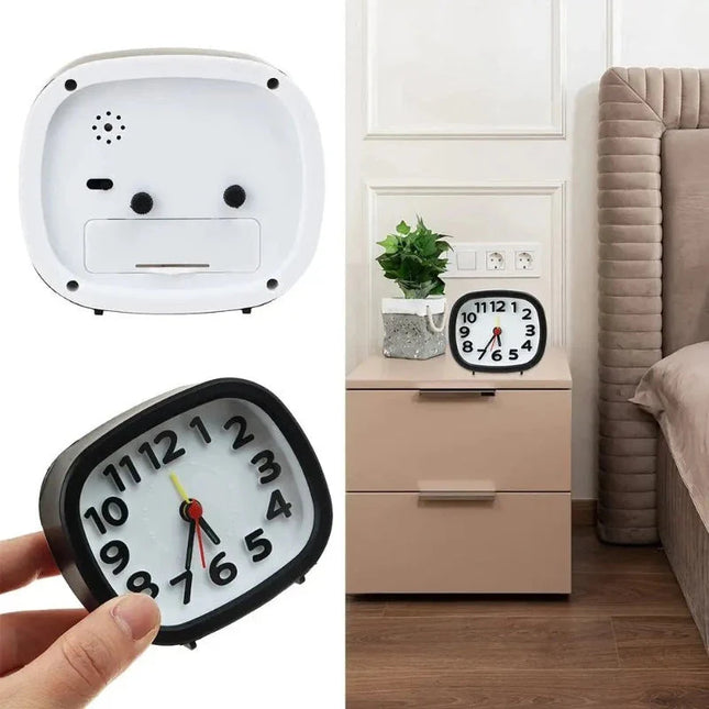 Cichy budzik analogowy z płynącym mechanizmem