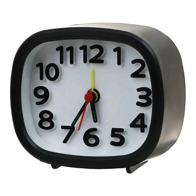 Cichy budzik analogowy z płynącym mechanizmem