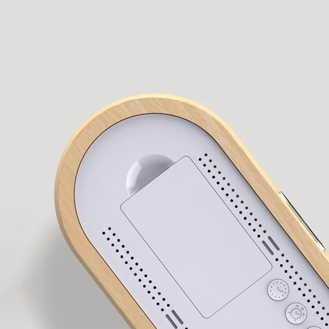 Drewniany budzik LED z lustrzanym wyświetlaczem