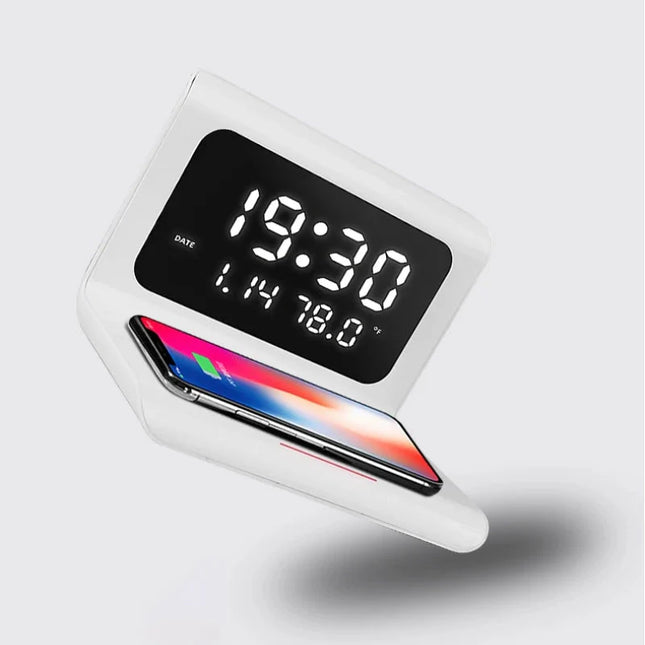 Budzik z bezprzewodową ładowarką do smartfona