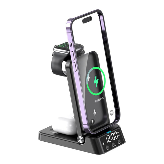 Budzik z ładowarką indukcyjną do telefonu