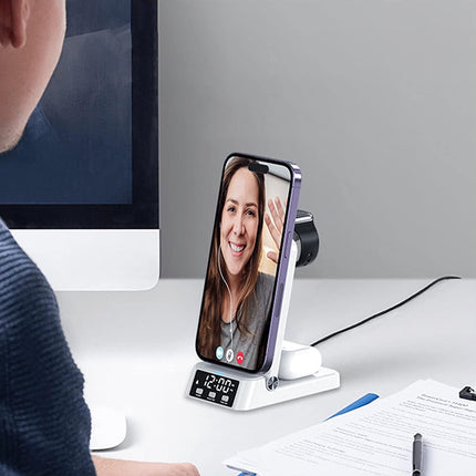 Składana ładowarka indukcyjna z budzikiem