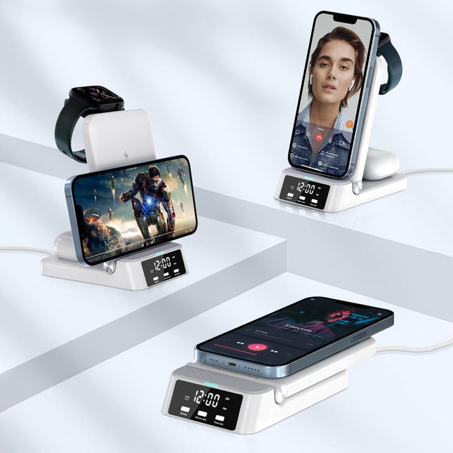 Składana ładowarka indukcyjna z budzikiem