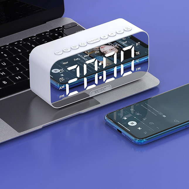 Budzik z głośnikiem Bluetooth i radiem