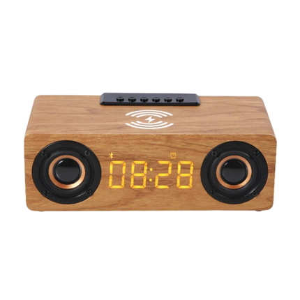 Drewniany budzik z ładowarką bezprzewodową