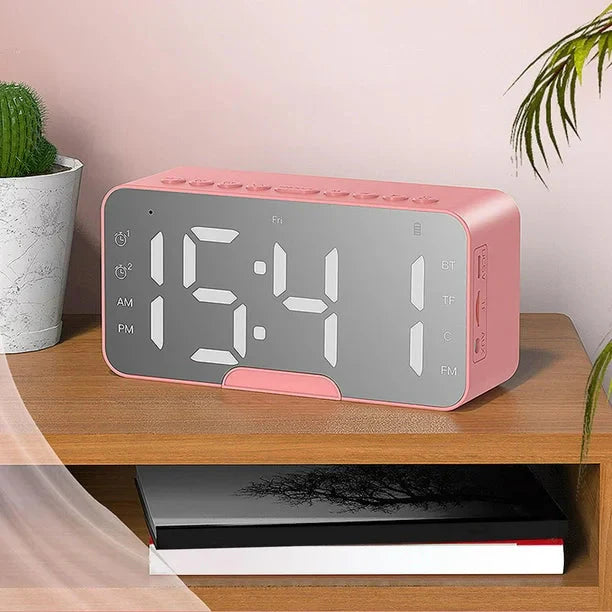 Różowy budzik z radiem FM Bluetooth