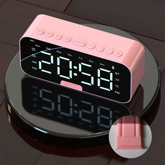Różowy budzik z radiem FM Bluetooth