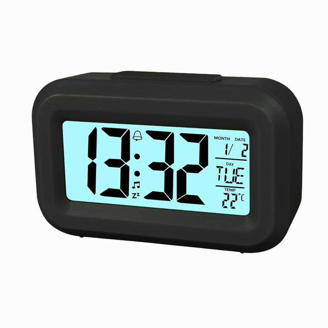 Mały budzik na baterie z podświetleniem