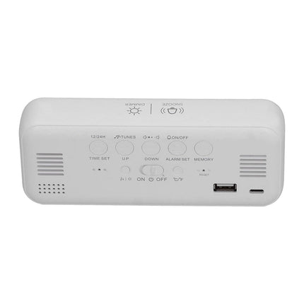 Biały budzik cyfrowy ze stacją pogodową