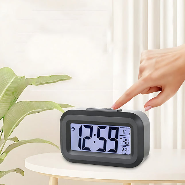 Mały budzik cyfrowy LCD z podświetleniem