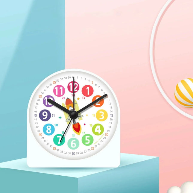 Budzik edukacyjny dla chłopca z rakietą