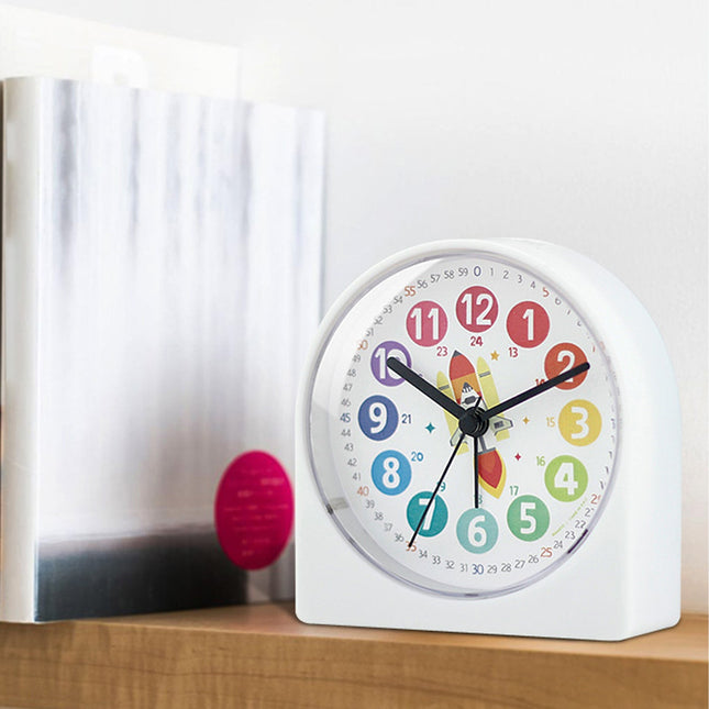 Budzik edukacyjny dla chłopca z rakietą