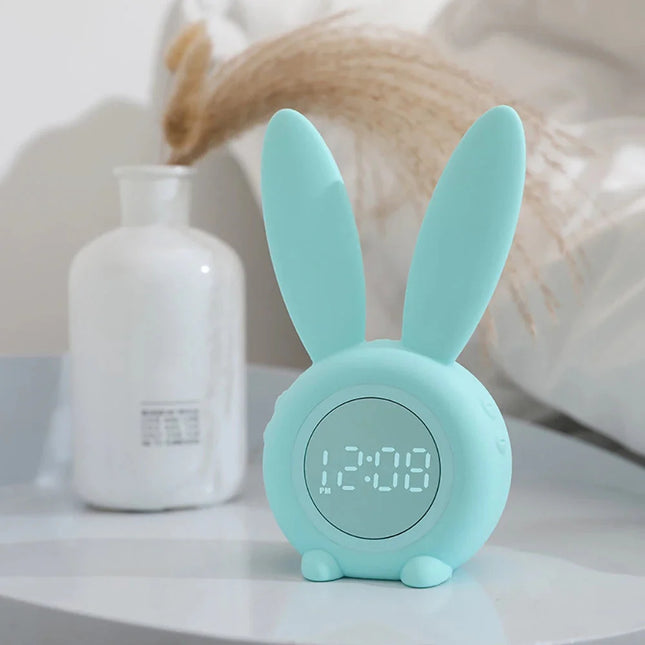 Cyfrowy budzik królik z podświetlanymi uszami