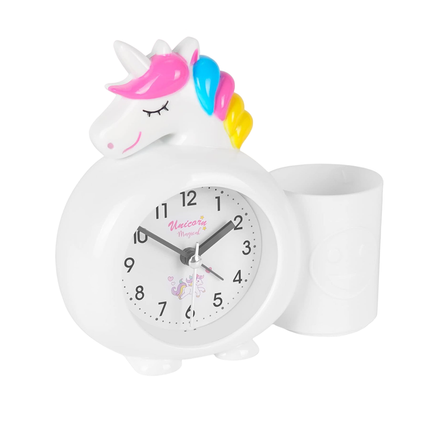 Dziecięcy budzik jednorożec z przybornikiem