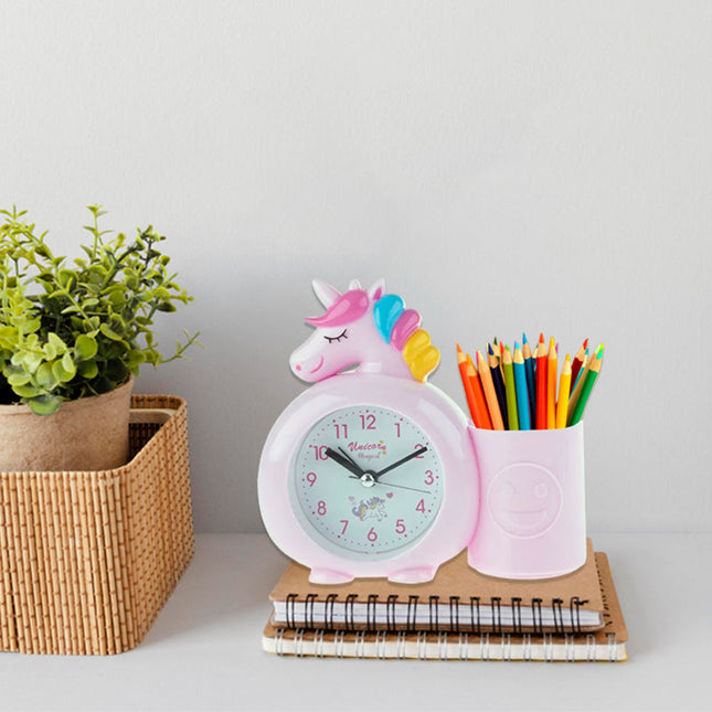 Budzik jednorożec z pojemnikiem na kredki