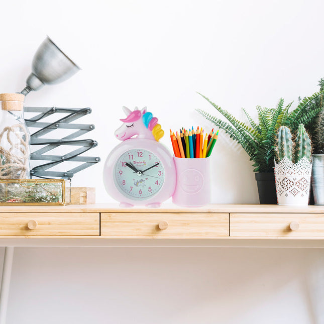 Budzik jednorożec z pojemnikiem na kredki