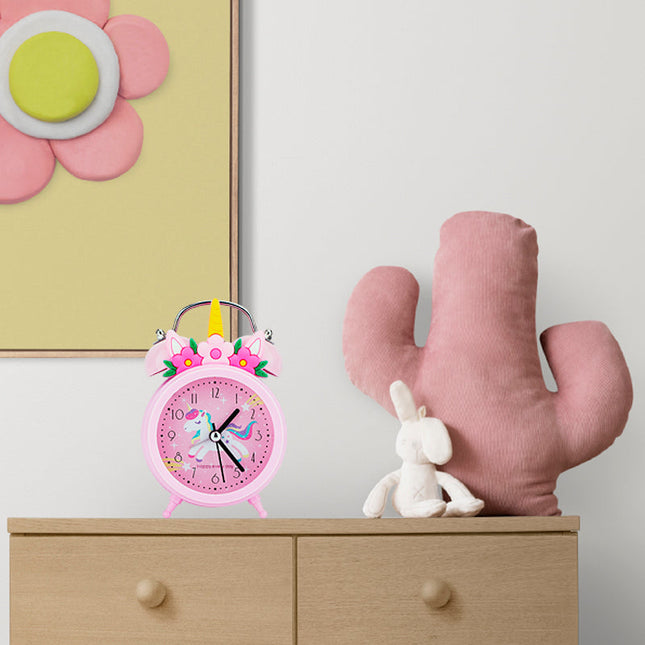 Analogowy budzik jednorożec z dzwonkami