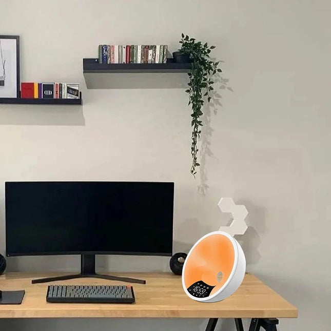 Okrągła lampa budzik symulator wschodu