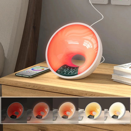 Okrągła lampa budzik symulator wschodu