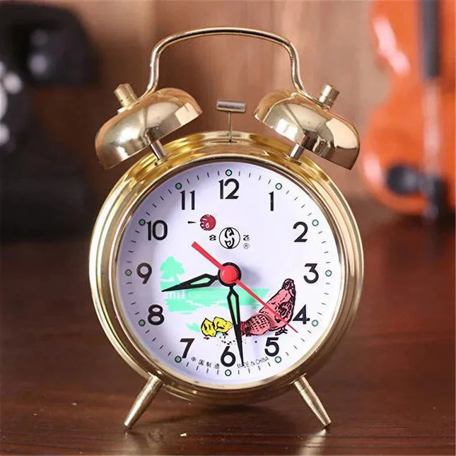 Głośny budzik mechaniczny z podwójnym dzwonkiem