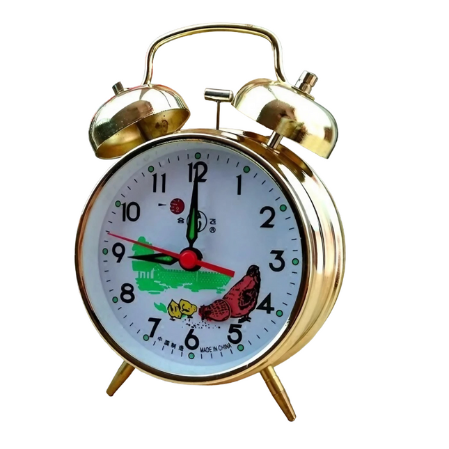 Głośny budzik mechaniczny z podwójnym dzwonkiem